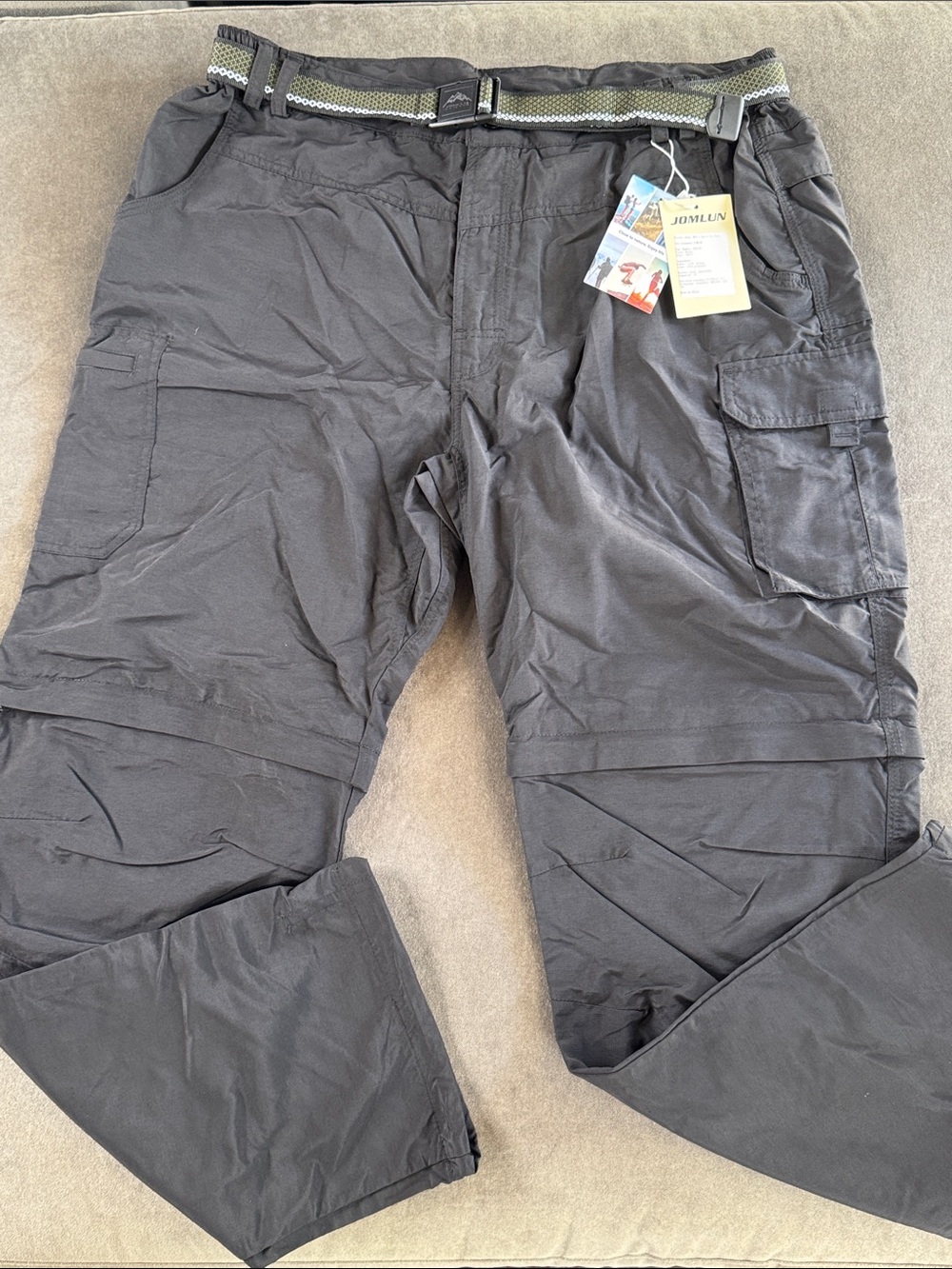 Men's Black Convertible Cargo Pants Shorts Water-Resistant Quick Dry 36x30 NWT